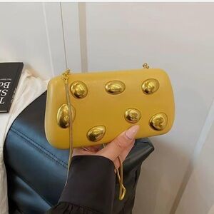 Gold Pebble Vegan Leather Clutch